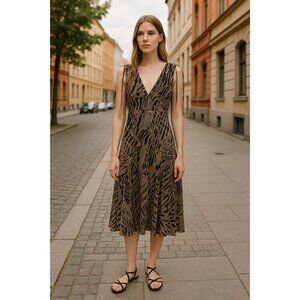 ANNE KLEIN Women Black Multi Dress SMALL